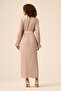 Women's Comfortable Fit Pleated Chiffon Dress Beige 31019 - 5