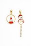 Christmas Figures Snowman and Christmas Tree on the Circle Dangle Earrings