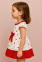 Girl's Dress Red White Spring & Summer Eid - 2