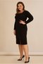 Women's Plus Size Square Neck Front Slit Long Sleeve Stretchy Midi Length Crepe Woven Dress - 5