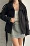 Women's Belted Pocketed Tie-Detail Mock Neck Melton Coat - 6