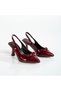 Julia Burgundy Patent Leather Women's Sports Thin Bow Heeled Shoes - 4