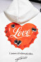 816 Love Printed Oversized Unisex White Hoodie - 3