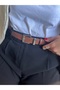 Knot Classic Square Patterned Women's Silver Buckle Belt Coat Belt Dress Belt Trouser Belt