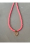 Pink Fimo Beaded Heart Necklace|#summer Necklace - 2