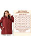 Women's Plus Size Hooded Patterned Inner Zippered Snap-Button Quilted Coat Jacket - 2