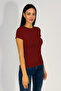 Women's Short Sleeve Crew Neck Body Burgundy - 4