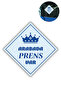 Sticker That Says, "Prince in Car," – Blue Color, 10X10 cm Car Window Warning Sticker