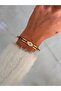 Eye Detailed Zircon Stone Imported Stainless Steel Handcuff Bracelet - 5