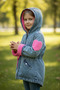 Girl's Heart-Shaped Welsoft Plush Winter Denim Coat/Denim Jacket - Transitional - Holiday Style - 6