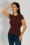 Women's Short Sleeve Crew Neck Body Brown - 3