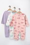 Baby Girl Patterned 3-Piece Jumpsuit Set 100% Cotton Seasonal Colorful