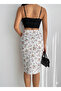 Women's Elastic Waist Front Slit Pencil Lycra Fabric Midi Length Skirt - 3