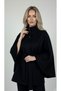 Stand-Up Collar Belt Detail Premium Poncho Coat - 5