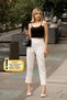 1001 White Carrot Leg High Waist Lycra Woven Women's Trousers - 4