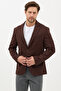 Alfonso Men's Brown Cotton Stretch Fabric Slim Fit Knitted Stretchable Mono Collar Sports Blazer Jacket