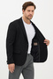 Alfonso Men's Black Cotton Stretch Fabric Slim Fit Knitted Stretchy Mono Collar Sports Blazer Jacket - 7