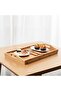 Tray-shaped bedside table with folding legs