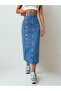 Women's Blue Slit Denim Skirt - 2