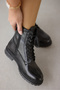 Pablo Genuine Leather Lace-Up Women's Boots - Black - 7