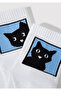 Cat Embroidered White Socks 1912724-70053 - 3