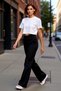 Women's Fashion High Waist Flare Pants Spanish Leg Woven Fabric Business and Casual Summer