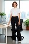 Women's Fashion High Waist Flare Pants Spanish Leg Woven Fabric Business and Casual Summer - 4