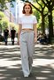 Women's Fashion High Waist Wide Leg Straight Pants Plain Pattern Unlined Summer - 3