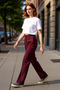 Women Fashion High Waist Straight Pants Woven Fabric Casual Daily Use
