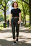Women's Fashion Carrot Shape Faux Leather Pants Front Button Double Pockets Daily Use Modern Design - 3