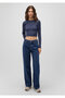 Crew Neck Navy Blue Crop Sweater Fitted / Fitted Cut 1710518 -70487 - 2