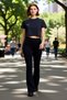 Women's Fashion High Waist Flare Pants Stretchy Knitted Fabric for Casual Combinations Summer - 2