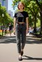 Women's Fashion High Waist Wide Leg Mom Jean Long Length Cotton Daily Use Seasonal Use - 3