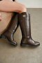 Women's Nantes Flat Bottom Buckle Boots - Brown-Patent Leather - 2