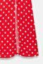 Polka Dot Slit Detailed Viscose Fabric Midi Woven Skirt - 3