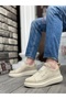 Laceless Double Strap Men's Shoes Beige (Beige Sole) - 5