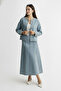5264 - Stylish Comfortable Women's Denim Skirt Jacket Set with Pleat Detail