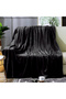 Silky Soft Double Blanket Black 200x220cm Flannel Throw Blanket 280 GSM