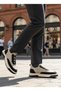 Laceless Rubber Detailed Knitwear Men's Hi Sneaker Beige Black