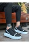 Lace-Up Men's Casual Shoes Black (White Sole)