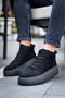 Lace-Up Men's Sports Boots Black Suede (Black Sole)
