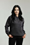 Smoked Women's Sweat with Side Pockets 3 Thread Soft Puff Fabric - 5