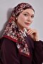 وشاح حريري بنمط تجريدي من التويل بنقشة الزهور الحمراء