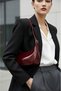 Burgundy Trend Patent Leather Baguette Shoulder Bag