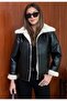 Women's Black Fur Lined Buttoned Leather Coat