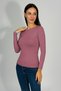 Women's Long Sleeve Crew Neck Body 1 Piece Dried Rose - 5