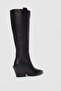 Avyssa Genuine Leather Short Zippered Pointed Toe Women's Boots - Black - 3