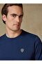 Edge Combed Cotton Comfort Fit Navy Blue Crew Neck Men's Plain T-Shirt - 6