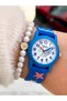 10 Atm, 2 Years Warranty, Blue Silicone Cord Girl's Wristwatch Suitable for Pool and Sea Use - 6