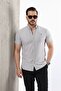 Men's Short Sleeve Slim Fit Summer Basic Tight Gray Shirt - 4